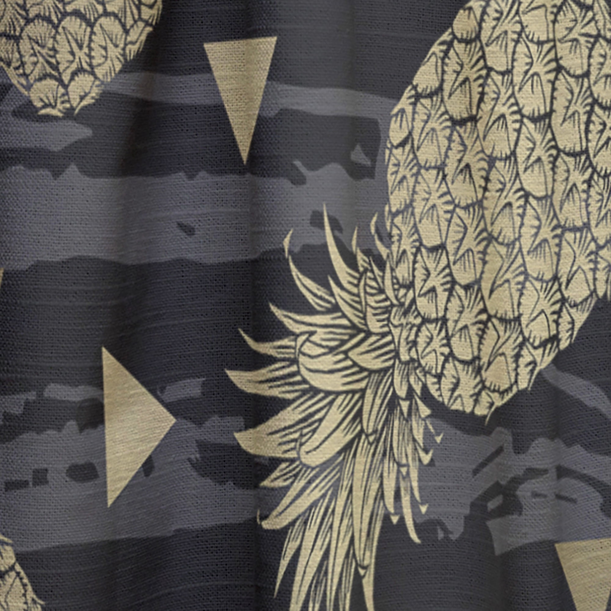 Designart 'Golden Pineapple On Black Horizantal' Mid-Century Modern Curtain Panel