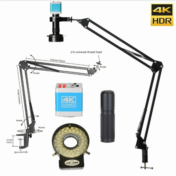 Hayear UHD 4K  IMX Digital Microscope 150X Lens HDMI Type-C Soldering Industrial Microscope Camera for PCB Repair,Useful for Adult,Compatible with Windows/Mac/Linux