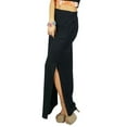 thumbnail image 2 of Bimba Women Black Pencil Long Skirt Side Slit Rayon Skirt, 2 of 6