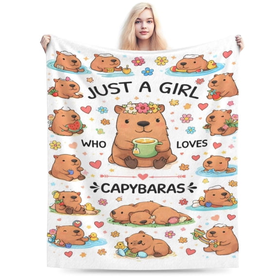 Capybara Lover Girl Blanket Cute Capybara Animal Art Soft Cozy Blanket for Couch Bed Birthday Christmas Gift for Girls Kids Capybara Lovers 50x40