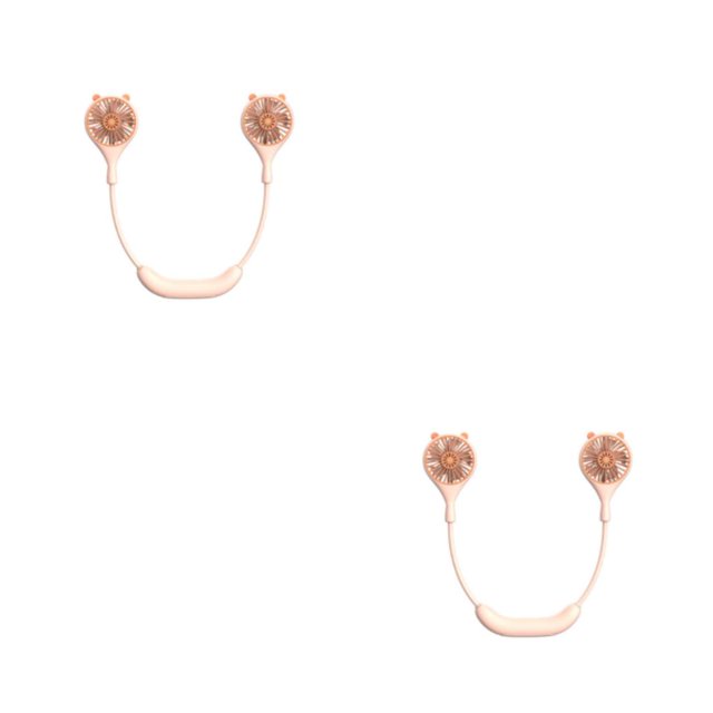 Ventilador colgante de cuello Yuarrent ABS Reemplazo portátil Lindo 360 grados Funcionamiento silencioso Rosa 2piezas
