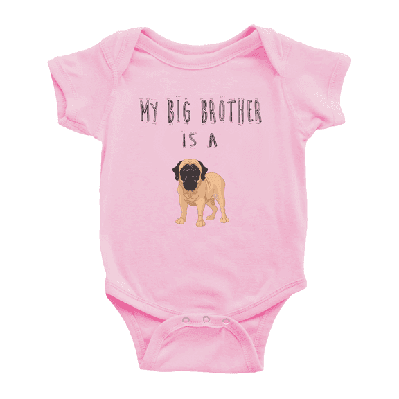 My Big Brother Is A Mastiff Dog Funny Baby Bodysuit Boy Girl Unisex