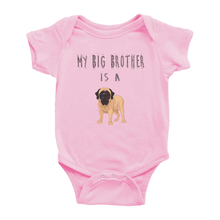 

My Big Brother Is A Mastiff Dog Funny Baby Bodysuit Boy Girl Unisex