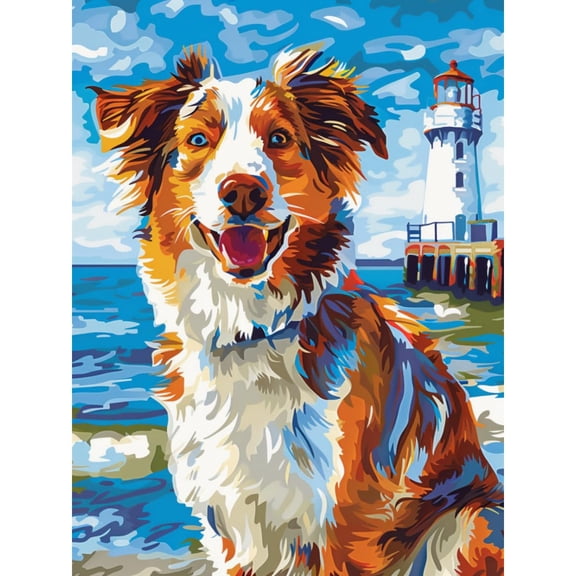 DIY 5D Diamond Art Australian Shepherd Dog Paint with Full Drill Round Diamond Gems Painting by Number Kits for Adults Art Craft Home Wall Decor 15.8x19.8in(2)