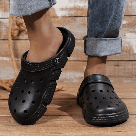 

SHZHYIQIMR Men‘s Comfy Non-Slip Outdoor Activities Clogs - Stylish Solid Design with Hollow Out Features for Trendy Comfort