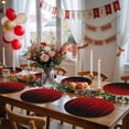 thumbnail image 5 of Dark Red Black Ombre Round 13 Inch Placemats Set of 6, Modern Abstract Art Striped Gradient HeatResistant Non Slip Place Mats for Dining Table, Wipeable Braided Kitchen Table Mats for Housewarming, 5 of 9