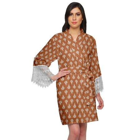 

Moomaya Cotton Robes For Women Lightweight Printed Short Bridesmaid Robes