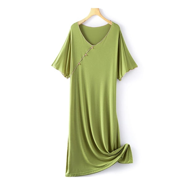 Camisón largo de color liso para mujer, con tirantes y almohadones en el pecho, copa fija integrada, vestido de pijama largo