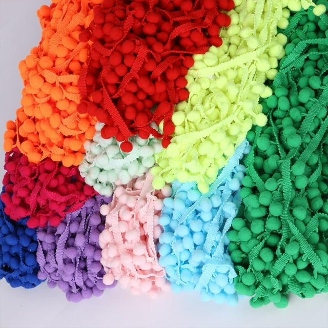 VONKY Polyester Stunning Crafts With Fashionable Ribbon DIY Crafts 5 Yards Pom Trim Ball Fringe Ribbon Orange