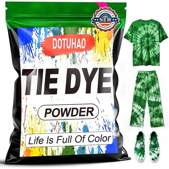 Tie Dye Powder, Green Tie Dye for Clothes, Fabric Dye, Permanent & Washfast Powder Tie Dyes, Creative Dyes for Clothes (Green,2 OZ)