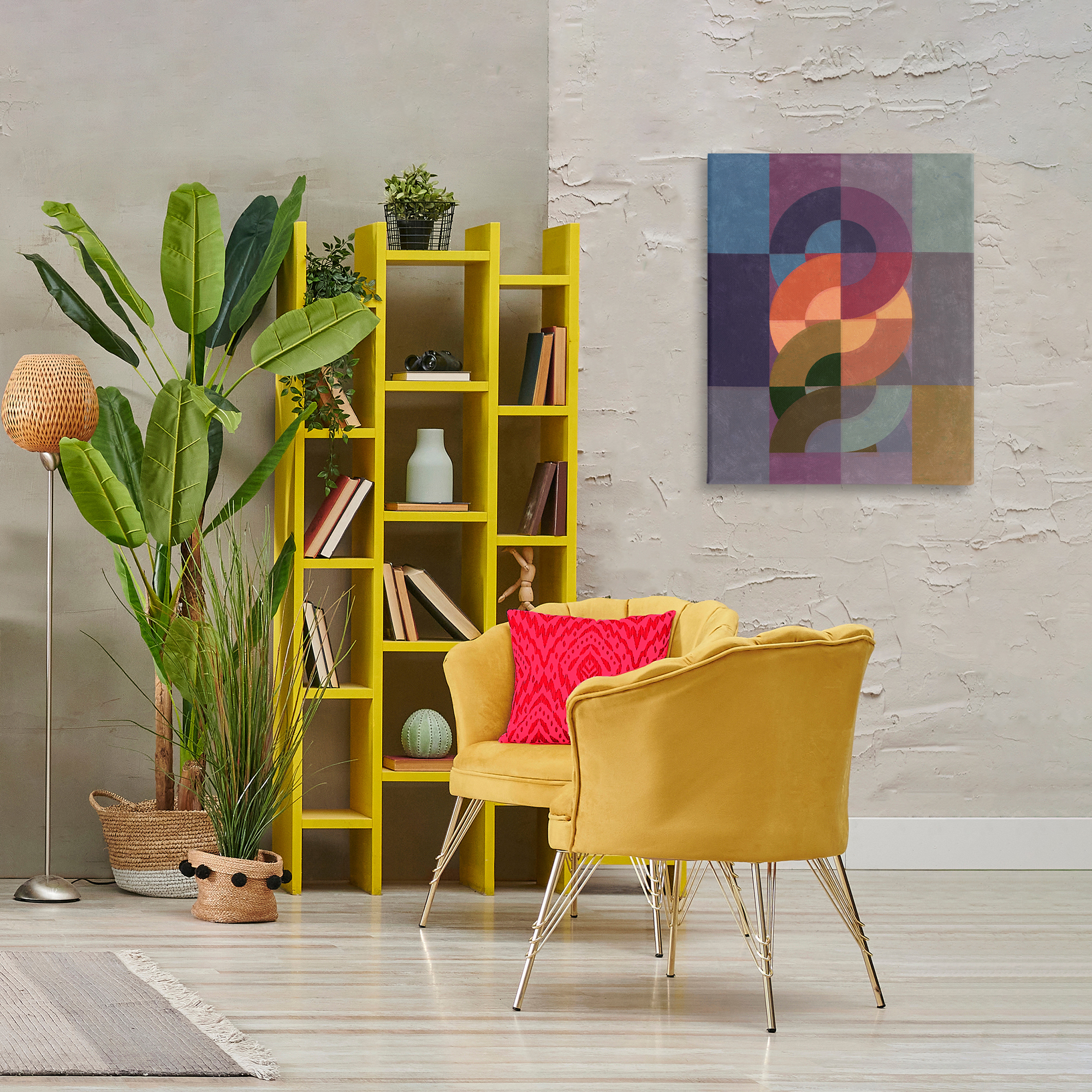 Stupell Industries Modern Interlocking Circles Abstract Painting Wrapped Canvas Art Print Wall Art, 24 x 30