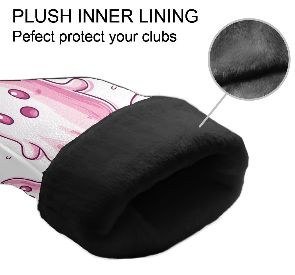 Golf Club Covers, DarkPink Cartoon Ghosts Premium PU Leather Driver Hybrid Putter Head Covers with Velvet Lining, Waterproof Golf Gifts for Men Women