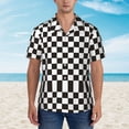 thumbnail image 2 of Kll Men'S Hawaiian Shirt Short Sleeve Button Down Beach Shirts-Black And White Checkerboard, 2 of 7