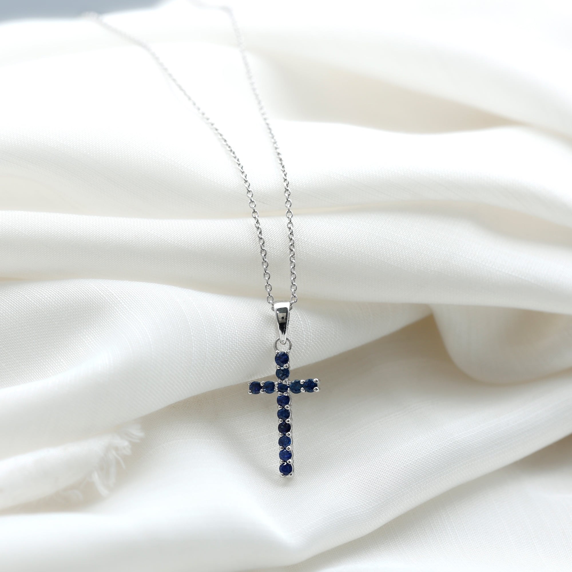 Genuine sapphire deals cross necklace