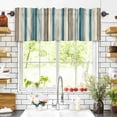 thumbnail image 3 of Bohemian Vertical Stripe Valances for Windows Green Beige Simple Lines Rod Pocket Curtain Valance Window Treatment Short Curtains for Kitchen Living Room, 60"x18", 3 of 5