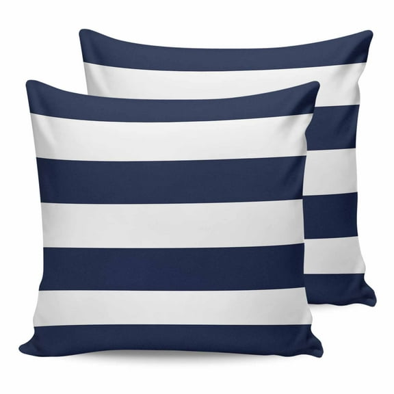 Outdoor Waterproof Throw Pillow Covers Set of 2 Blue White Stripes Decorative Pillowcases Square Outdoor Pillows Cushion Case 18x18 Inch Simple Style Striped Patio Pillows for Couch Sofa Bed Garden
