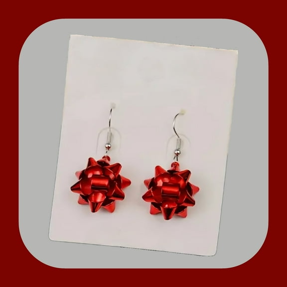 Alexki Dangle Gift Bow Earrings in Red - Perfect Gift or for a Christmas Celebration!