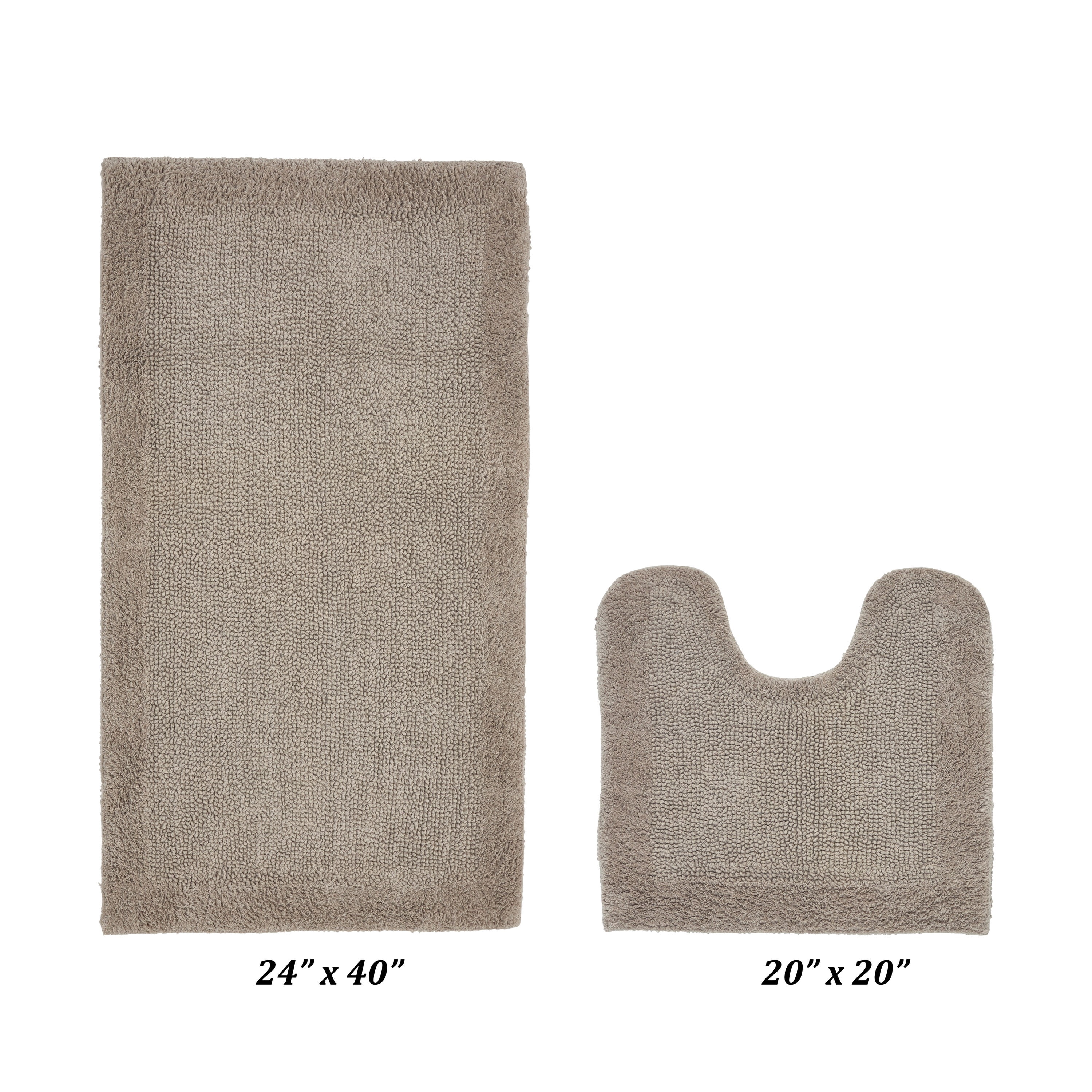 Better Trends 2 Piece Premium Bathroom Rug Set 100% Cotton Soft Tufted Reversible Bath Rug Water absorbent Bath Mat for Bathroom Shower and Tub Use, Edge Collection Beige (20" x 20" | 24" x 40")