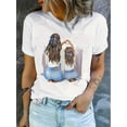thumbnail image 1 of Mother and Daughter Back Parent-child Style, New Fashion Casual Women's T-shirt, Pure Cotton Conventional, 1 of 6
