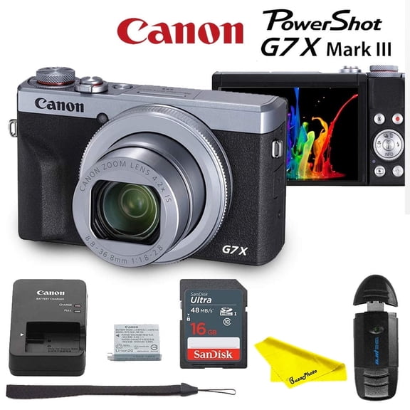 PowerShot G7 X Mark III Digital Camera (silver)   Buzz-Photo Basic Kit