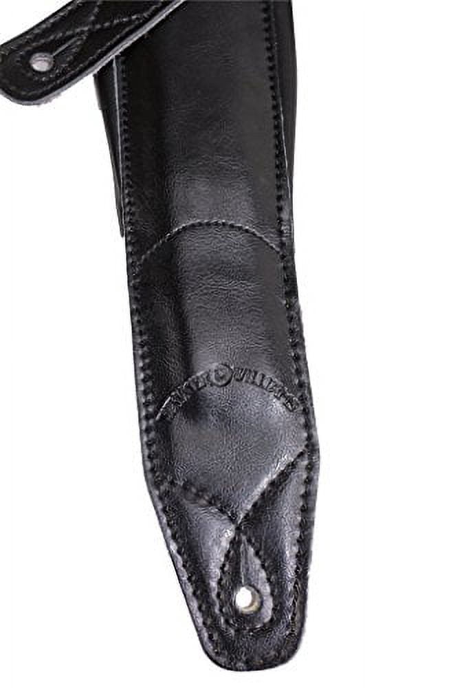 Walker & Williams C-22-BB Black on Black Premium Top Grain Leather Double Padded Guitar Strap Extra Wide