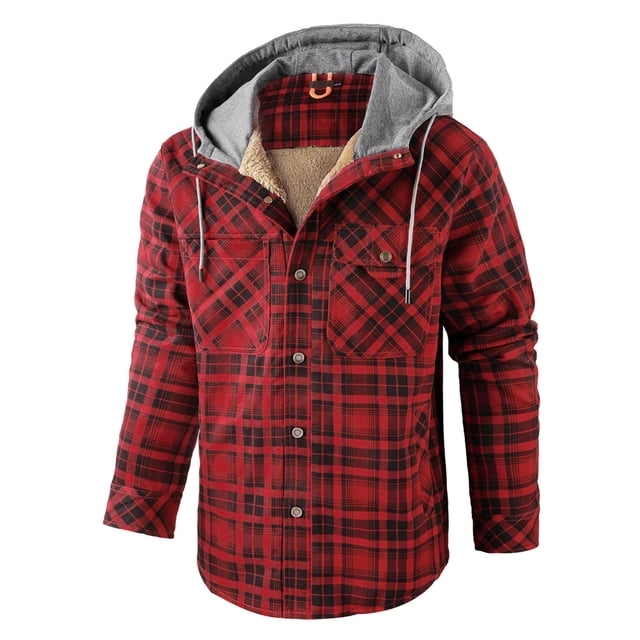 TIMIFIS Chemise en Flanelle à Carreaux pour Hommes à Manches Longues Veste en Molleton Décontractée Coupe Régulière Chemises à Boutons - Redfall