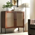 thumbnail image 4 of Costway Rattan Buffet Sideboard Wine Cabinet Cupboard w/ Adjustable Shelf Walnut, 4 of 9