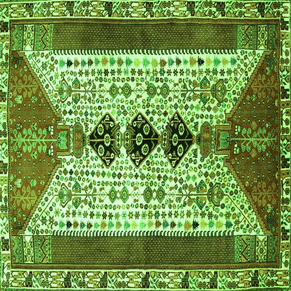 Ahgly Company Indoor Square Persian Green Traditional Area Rugs, 7' Square