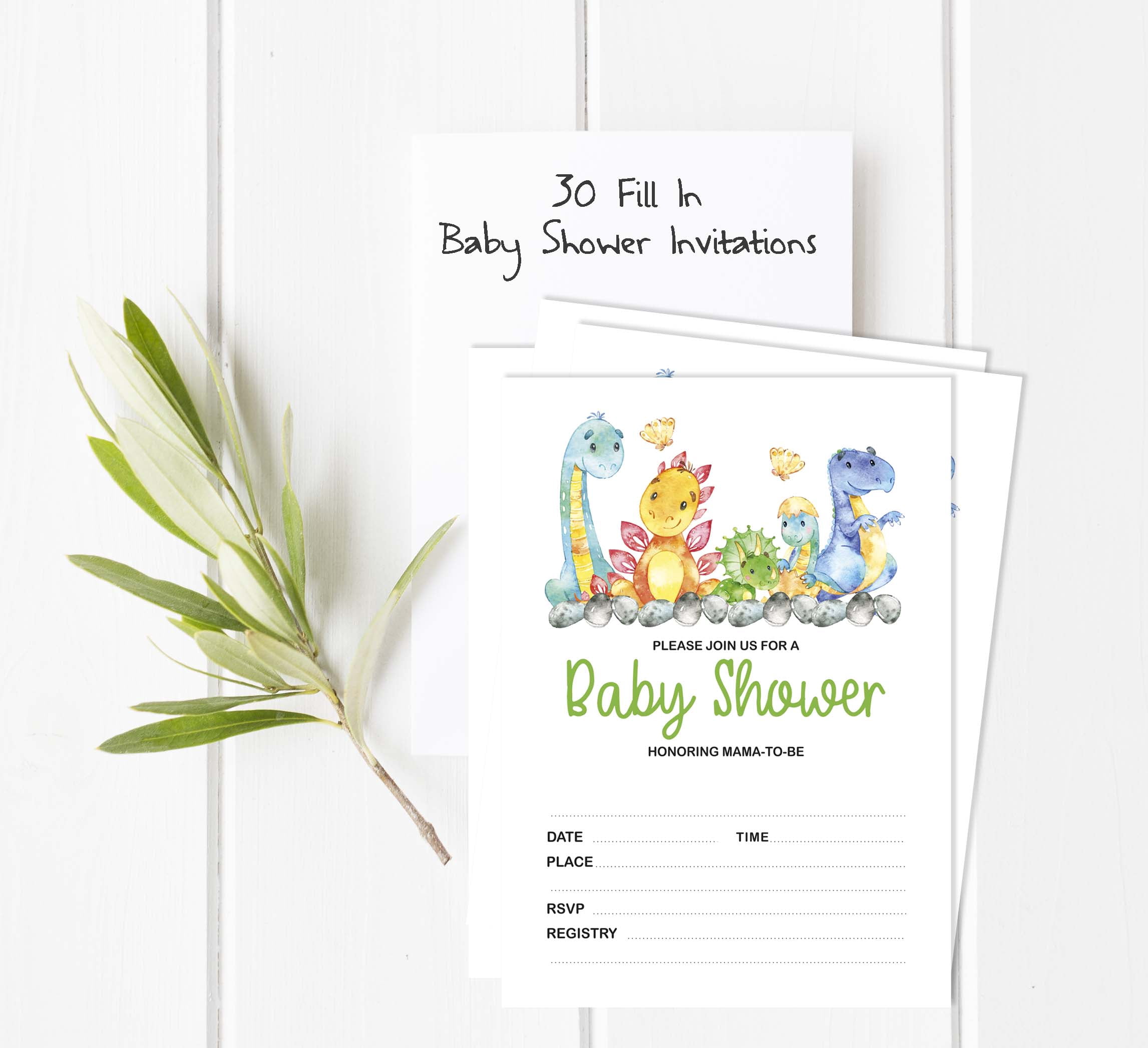 Inkdotpot Set Of 30Dinosaur Baby Shower Invitations-Diaper Raffle Tickets And Baby Shower Book Request Cards Jungle Animals Invites Its A Boy Its A Girl