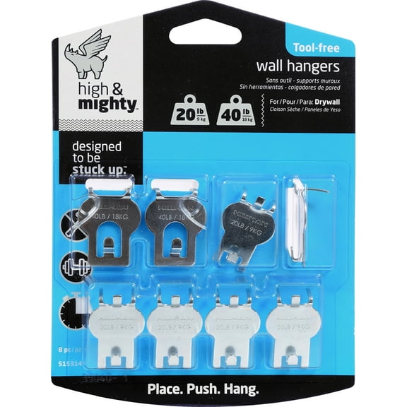 High & Mighty Picture Hanger Assortment, 20lb-40lb, 8 Sets