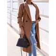 thumbnail image 5 of Women Long Wool Coats for Fall Winter Trench Coat Peacoat Double Breasted Blazer Jackets Overcoat Dark Khaki S, 5 of 8