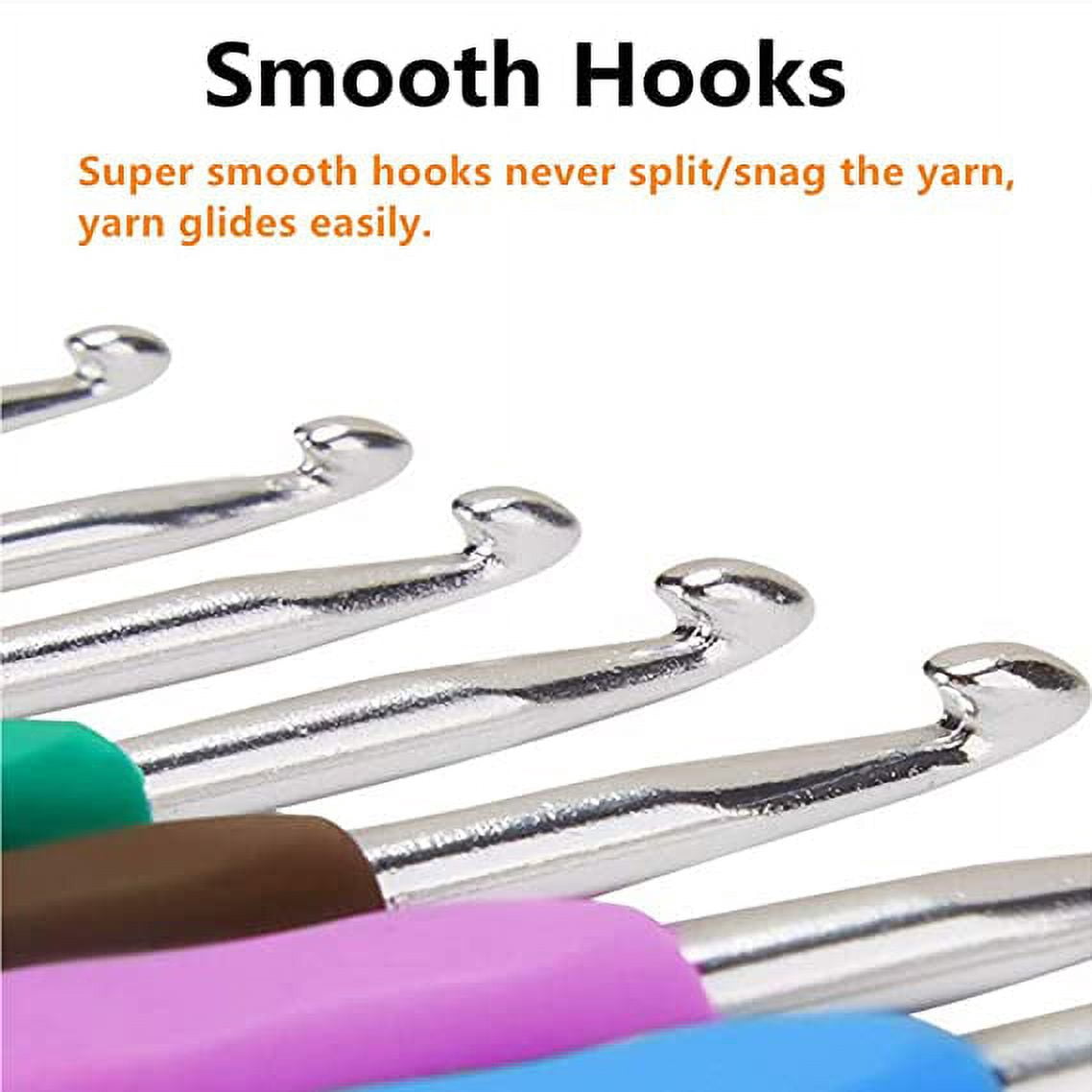 FZFLZDH Large-Eye Blunt Needles Yarn Knitting Plus Crochet Hooks Set with Case,Ergonomic Handle Crochet Hooks Needles for Arthritic Hands