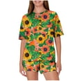 thumbnail image 1 of Drppepioner Ensemble de Pyjama Décontracté pour Femmes, Imprimé Ample, Col Rond, Shorts, Haut à Manches Courtes avec Pantalon, Confortable pour l'Été, 1 of 5