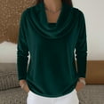 thumbnail image 6 of Women's Velvet Cowl Neck Tops Long Sleeve Casual Dressy Shirts Vintage Elegant Tunic Blouses Holiday Party Clothes Dark Green XL, 6 of 7
