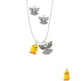 thumbnail image 2 of Delight Jewelry Resin Yellow Chick Silver tone Guardian Angel Charm Necklace and Stud Earrings, 2 of 4