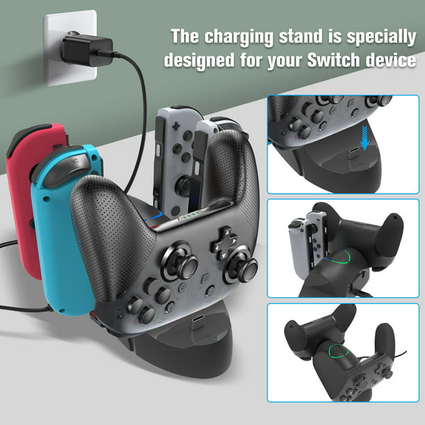6-in-1 Charging Station Fit for Nintendo & OLED Joy-Con & Pro Controller, EEEkit 6-in-1 Portable Dock for Switch, Fast Stand with Indicator, Type C Charging Cable - Walmart.com