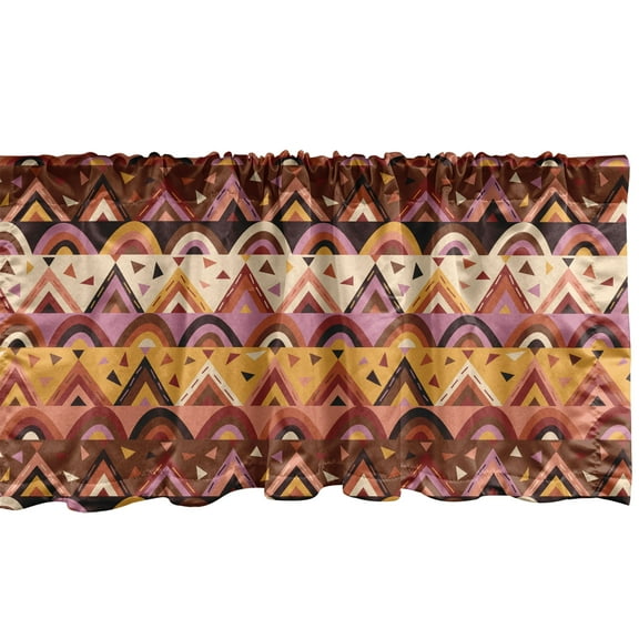 Ambesonne Tribal Window Valance, Mexican Folk Motifs Semicircle and Triangle Aztec Style Inspired Pattern, Curtain Valance for Kitchen Bedroom Decor with Rod Pocket, 54" X 18", Multicolor