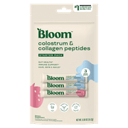 Bloom Nutrition Colostrum & Collagen Peptides Powder Sticks (Unflavored, Strawberries & Cream), 3 Count