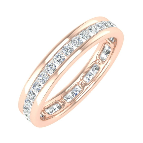 1/2 Carat Channel Set Diamond Wedding Eternity Ring Band in 14K Rose Gold (Ring Size 5.5) (I1-I2 Clarity)