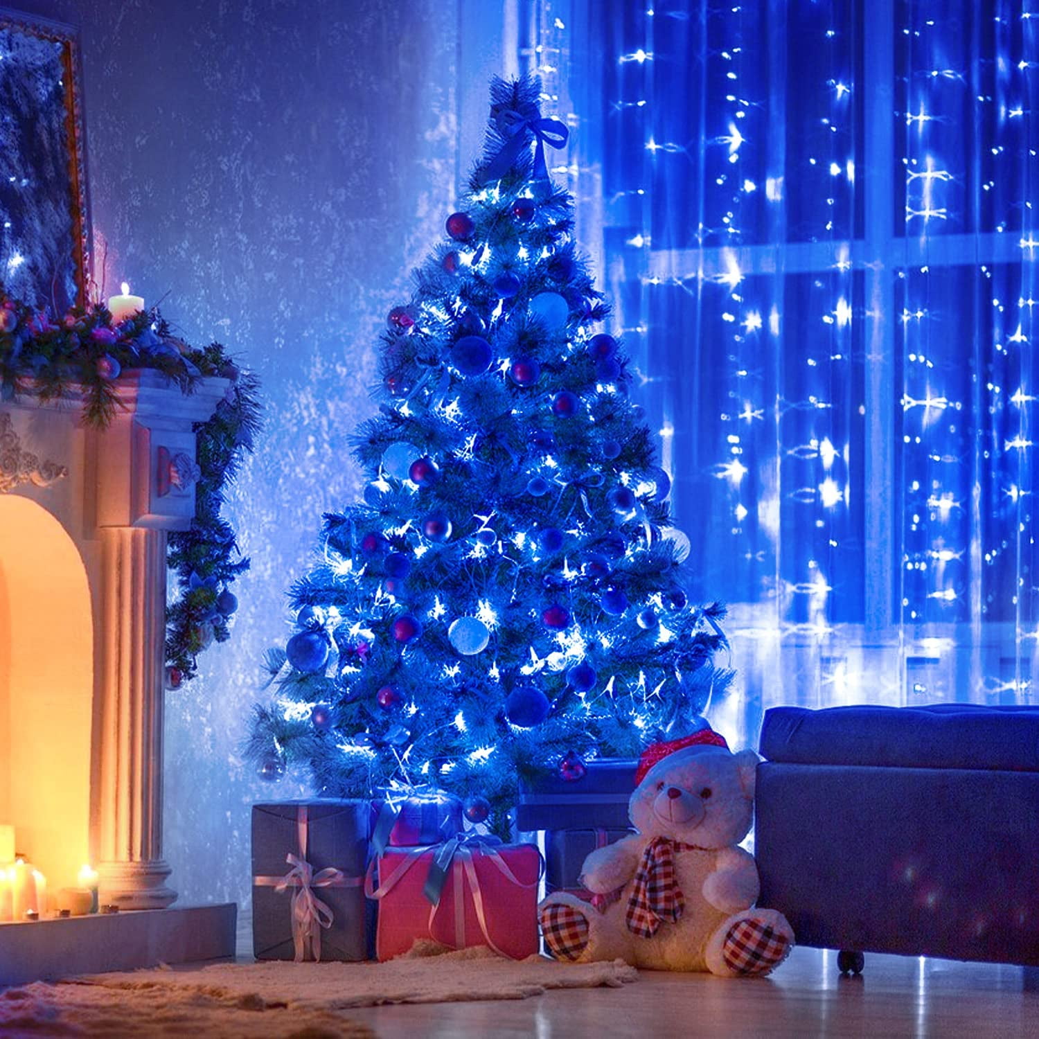 Blue 2024 tree lights