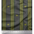 thumbnail image 1 of Soimoi Gray Rayon Fabric Leaves & Stripe Print Fabric by the Yard 56 Inch Wide, 1 of 3