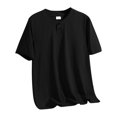thumbnail image 4 of Hoen Summer Short Sleeve Tops for Men Button Round Neck Basic Shirts Soft Breathbale Casual Loose Pullover Shirts, 4 of 9