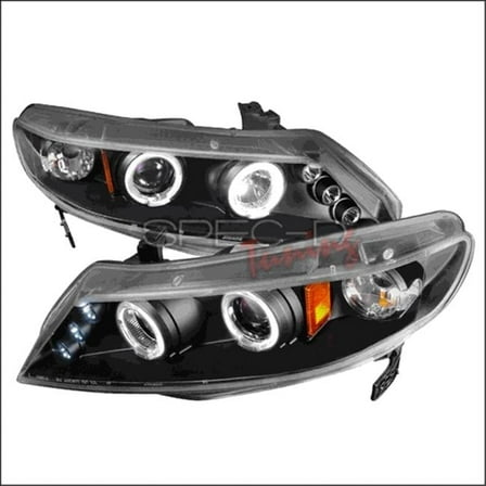 Spec-D Tuning  Halo LED Projector Headlights for 06 to 11 Honda Civic- Black - 10 x 25 x 26 in.