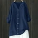 thumbnail image 2 of Blusa holgada con botones para mujer - Camisa informal de manga larga y color liso - Cuello en V, elegante, ideal para el trabajo diario y los viajes - Para todas las estaciones, tallas S-XXXXXL, 2 of 4