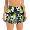 thumbnail image 3 of Uemuo Football Pattern Women's Athletic Shorts High Waisted Running Shorts with Liner Pockets Gym Elastic Workout Shorts-X-Large, 3 of 9