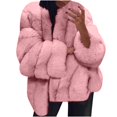 thumbnail image 2 of Herrnalise Jackets For Women Plus Size Winter Warm Loose Stand Collar Hair Plush Jacket Coat Shackets For Women 2024 fall Pink,L, 2 of 6