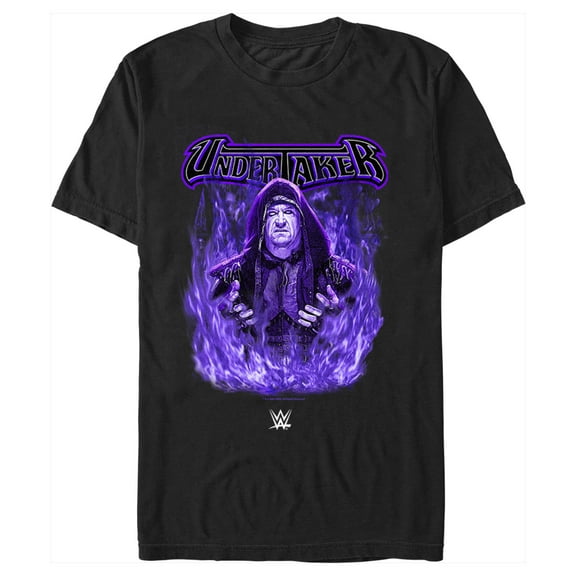 Men's WWE Undertaker Purple Flames Graphic Tee Black Large