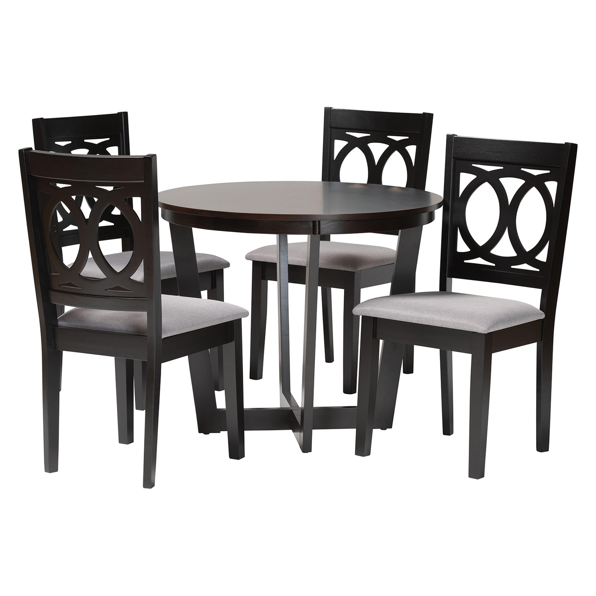Baxton Studio Kara Modern Dining Set, 5-Piece, Espresso Brown