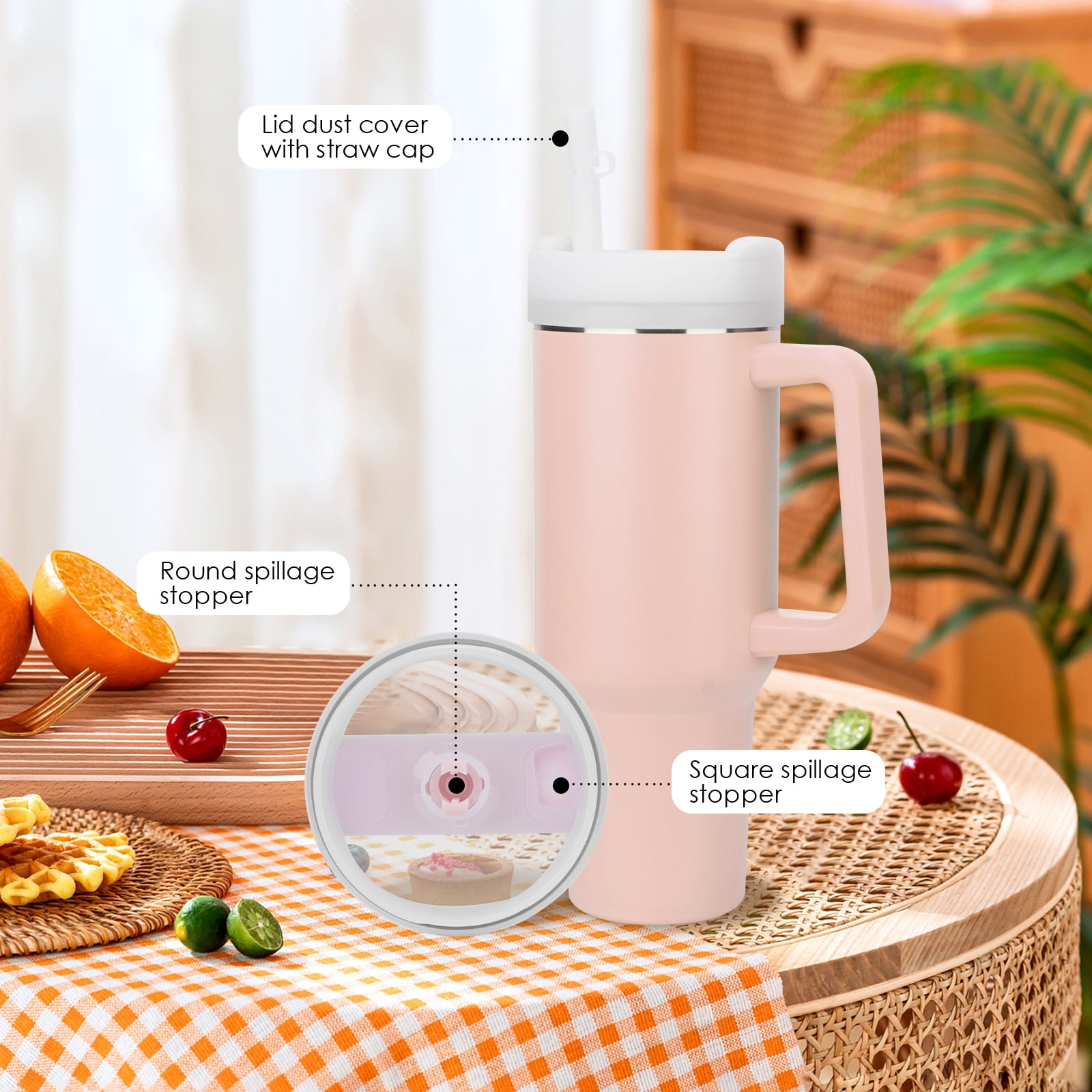 Lychee Pink Replacement Set Cup Lids for Stanley 40 oz Tumbler Includes  Straw Caps Dust Cover - Walmart.com