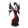 thumbnail image 2 of Fantasy Red Gowned Gothic Rose Fairy With Black Grendel Volcano Dragon Figurine, 2 of 8